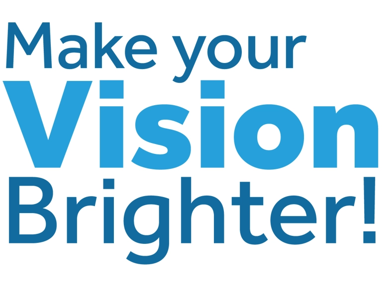 Make your vision brighter! text in blue